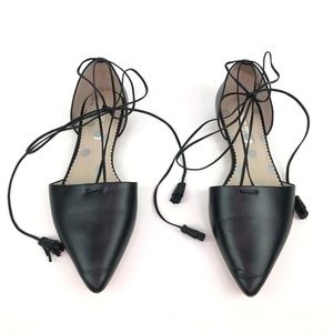 Boden Florence Ankle-tie Pointy Toe Leather Flat